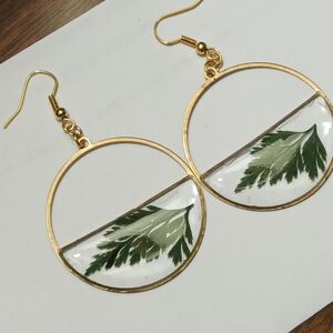 Elegant Gold and Green Botanical Earrings